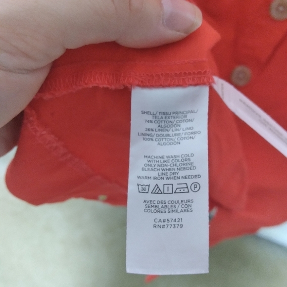 Ann Taylor Red Short Sleeve Linen and Cotton Blend Shirt Mini Dress Size 4 - Picture 6 of 6